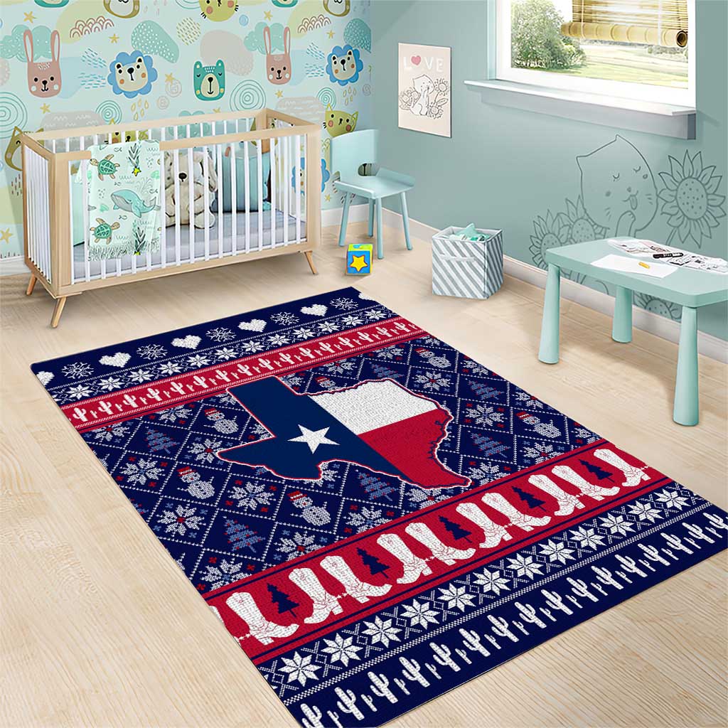 Christmas Texas Map Symbols Area Rug Xmas Holiday Patterns - Wonder Print Shop