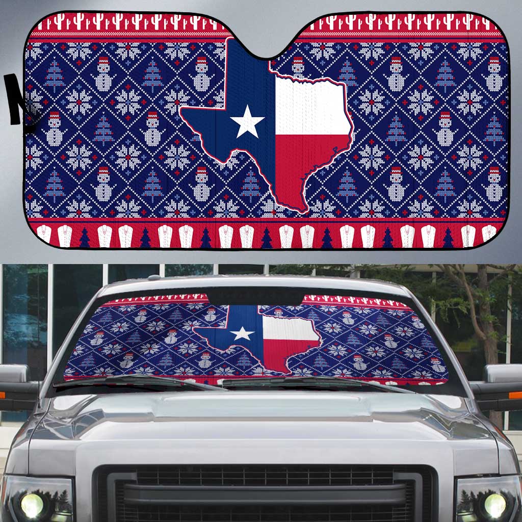 Christmas Texas Map Symbols Auto Sun Shade Xmas Holiday Patterns - Wonder Print Shop