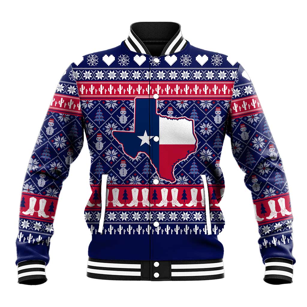 Christmas Texas Map Symbols Baseball Jacket Xmas Holiday Patterns - Wonder Print Shop