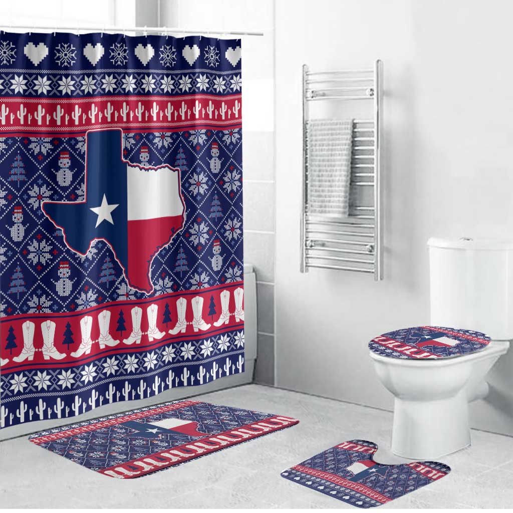 Christmas Texas Map Symbols Bathroom Set Xmas Holiday Patterns - Wonder Print Shop