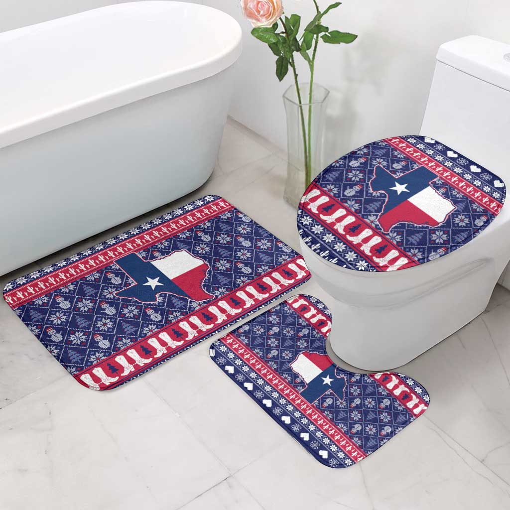 Christmas Texas Map Symbols Bathroom Set Xmas Holiday Patterns - Wonder Print Shop