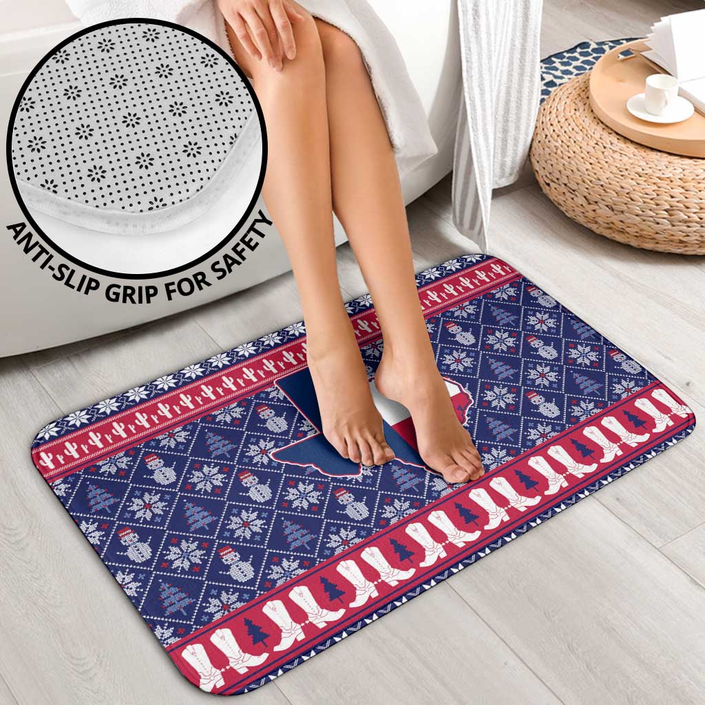 Christmas Texas Map Symbols Bathroom Set Xmas Holiday Patterns - Wonder Print Shop