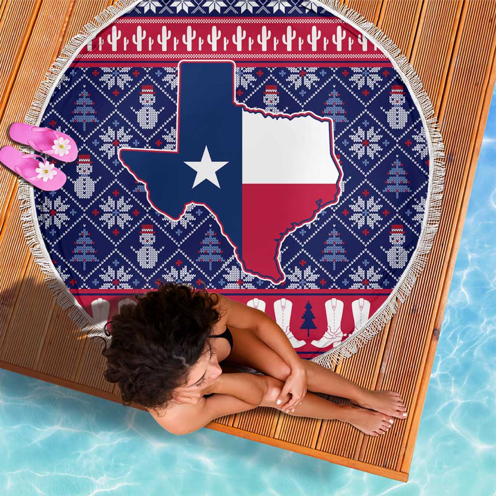 Christmas Texas Map Symbols Beach Blanket Xmas Holiday Patterns - Wonder Print Shop