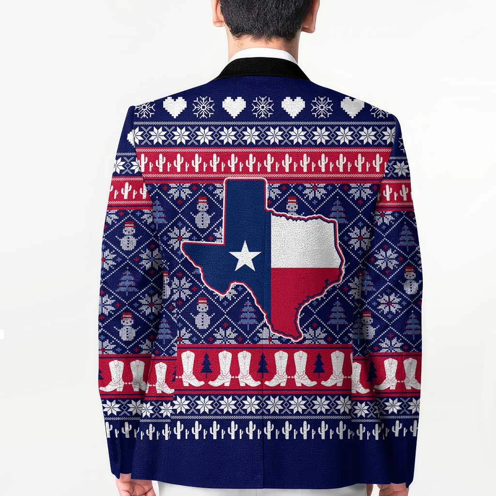 Christmas Texas Map Symbols Blazer Xmas Holiday Patterns - Wonder Print Shop