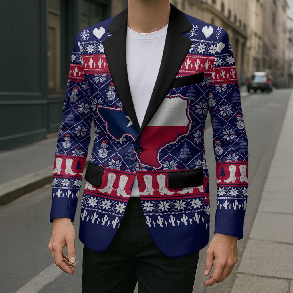 Christmas Texas Map Symbols Blazer Xmas Holiday Patterns - Wonder Print Shop