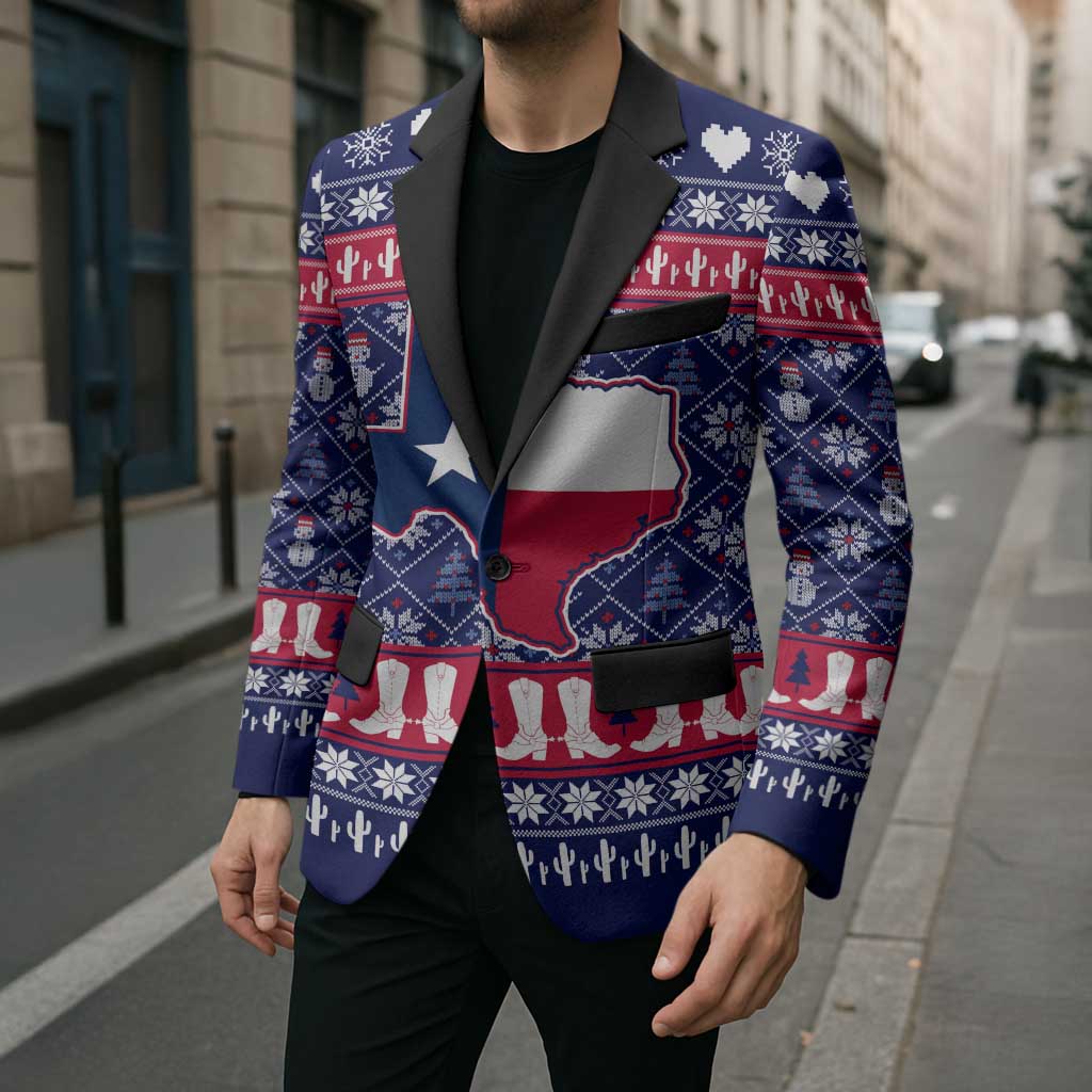 Christmas Texas Map Symbols Blazer Xmas Holiday Patterns - Wonder Print Shop