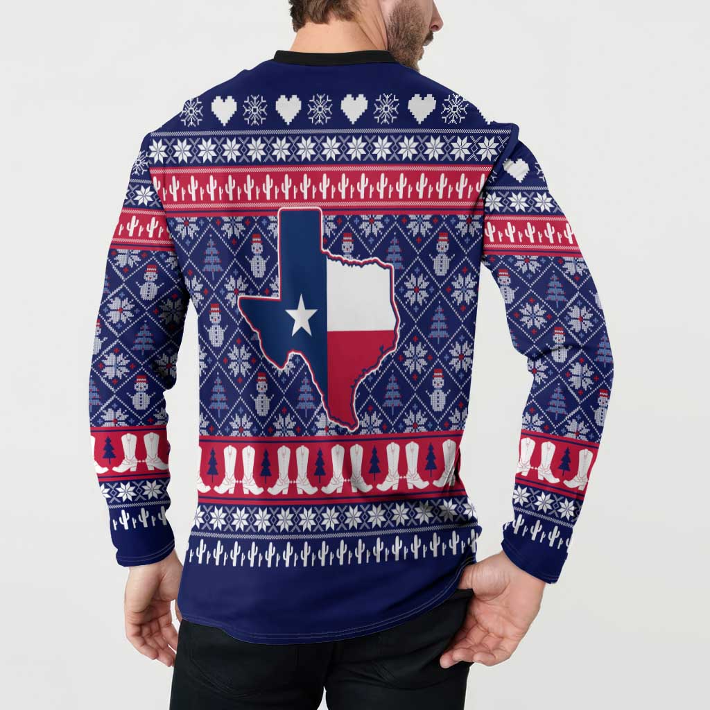 Christmas Texas Map Symbols Button Sweatshirt Xmas Holiday Patterns - Wonder Print Shop