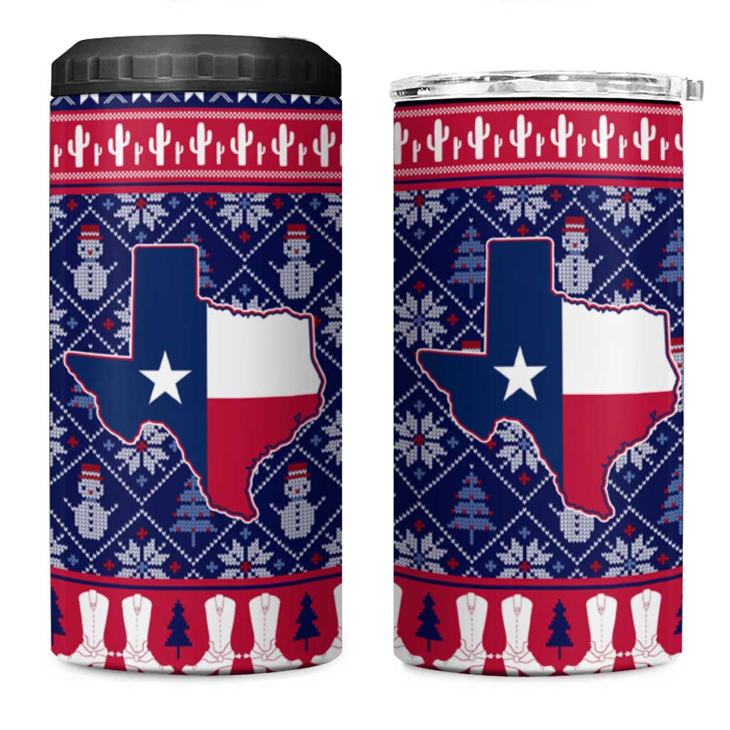 Christmas Texas Map Symbols 4 in 1 Can Cooler Tumbler Xmas Holiday Patterns - Wonder Print Shop
