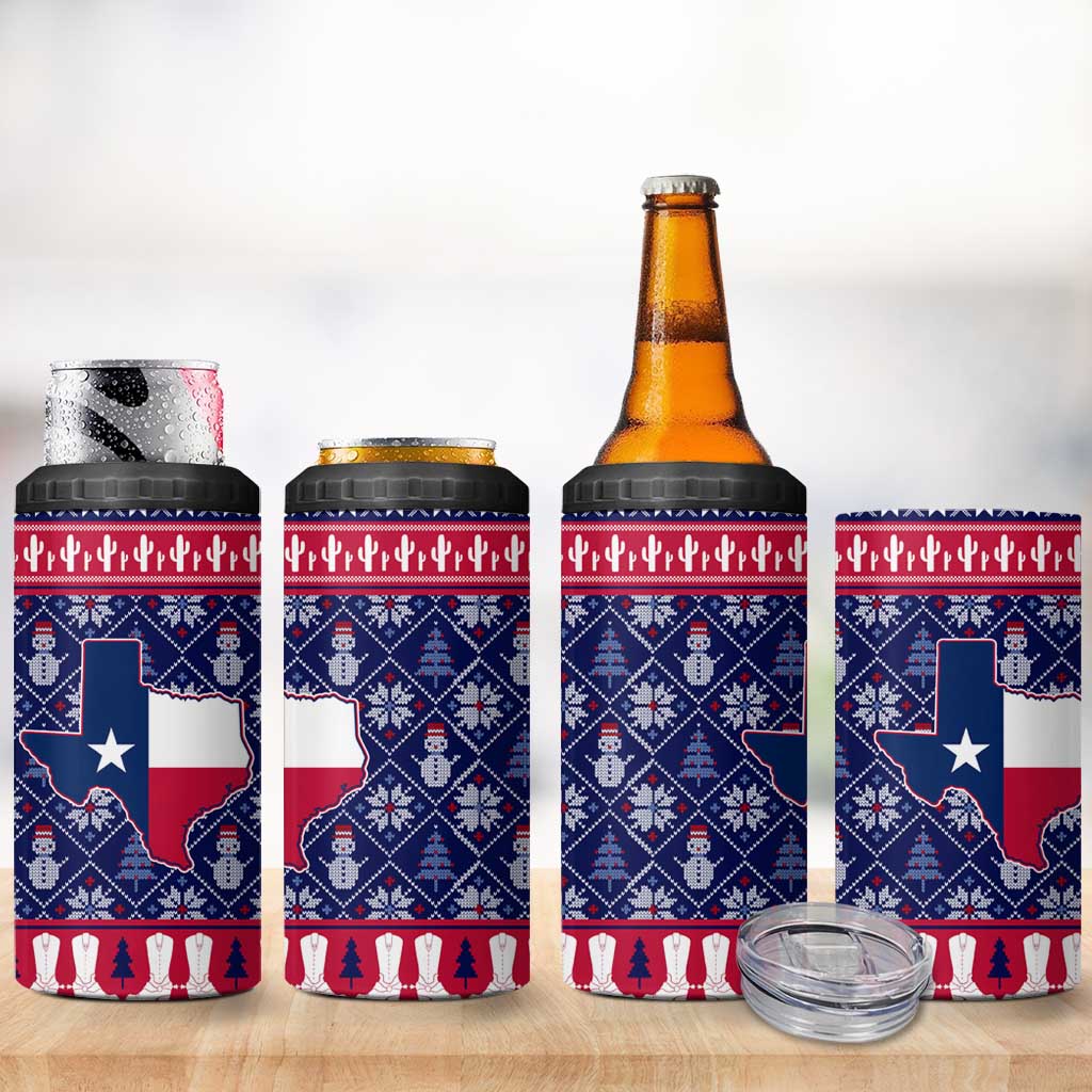 Christmas Texas Map Symbols 4 in 1 Can Cooler Tumbler Xmas Holiday Patterns - Wonder Print Shop