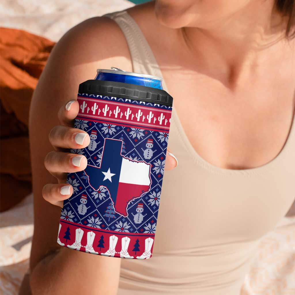 Christmas Texas Map Symbols 4 in 1 Can Cooler Tumbler Xmas Holiday Patterns - Wonder Print Shop