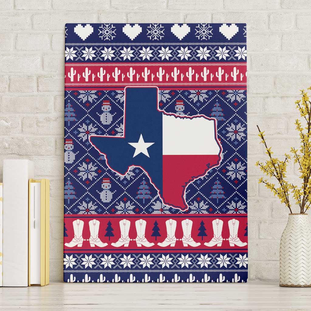 Christmas Texas Map Symbols Canvas Wall Art Xmas Holiday Patterns - Wonder Print Shop