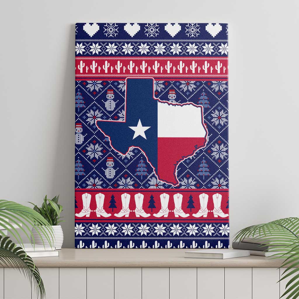 Christmas Texas Map Symbols Canvas Wall Art Xmas Holiday Patterns - Wonder Print Shop