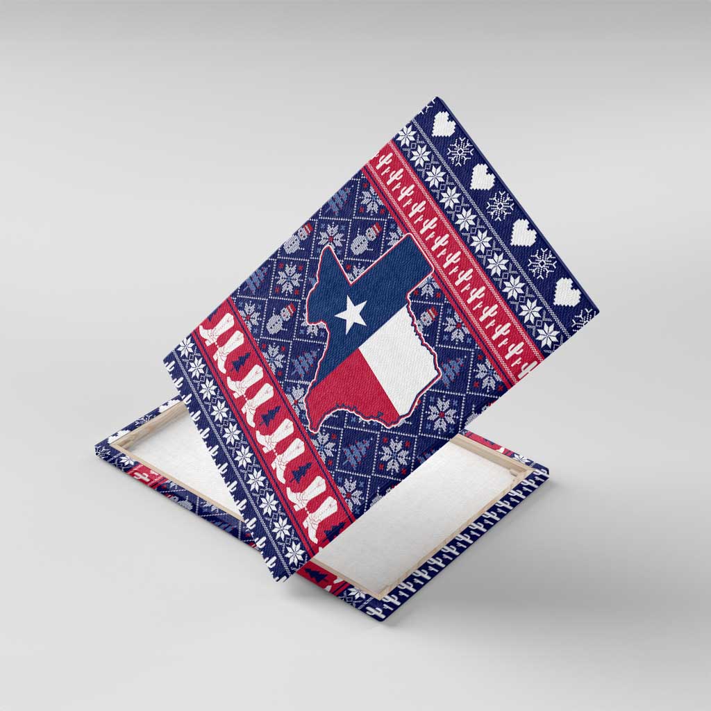 Christmas Texas Map Symbols Canvas Wall Art Xmas Holiday Patterns - Wonder Print Shop