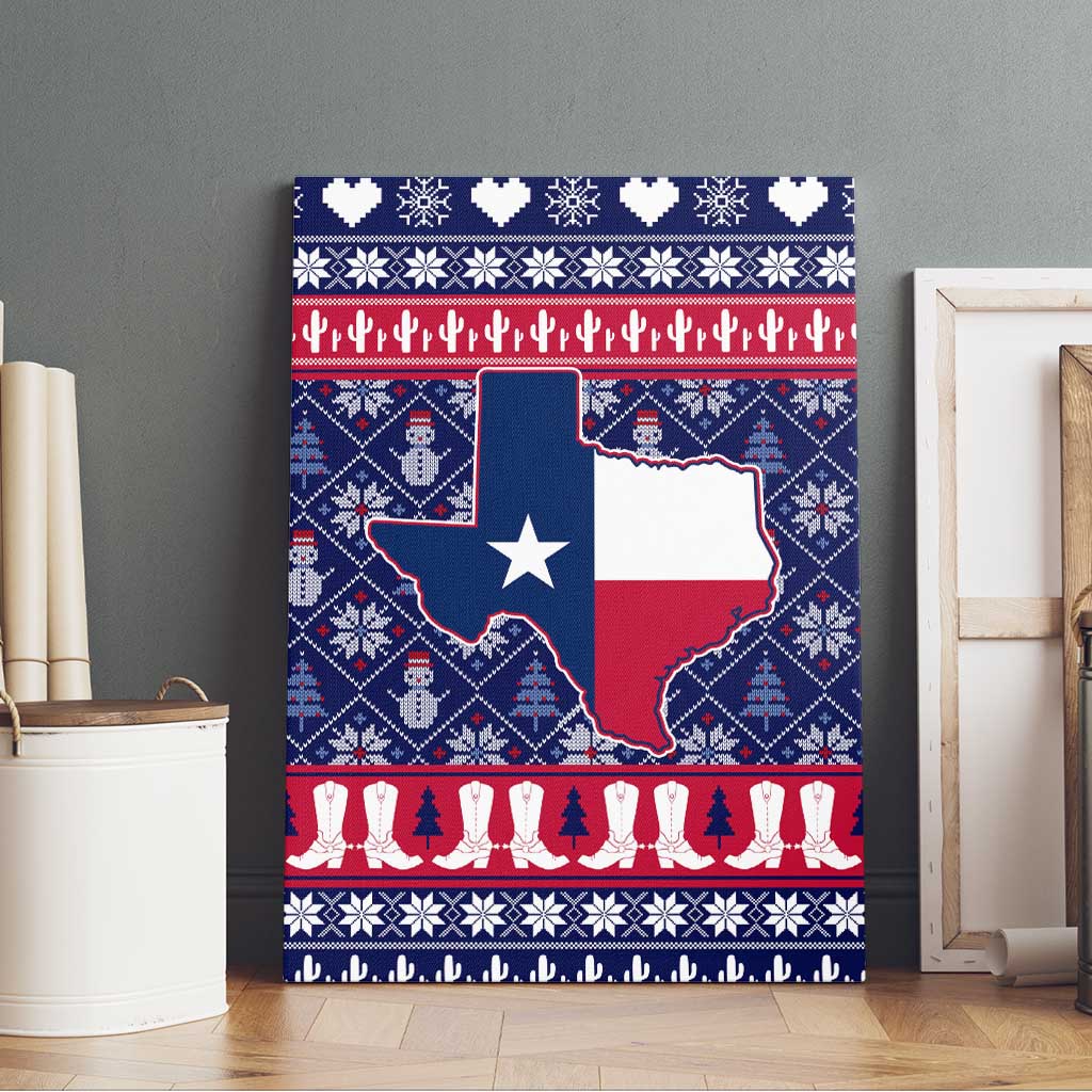 Christmas Texas Map Symbols Canvas Wall Art Xmas Holiday Patterns - Wonder Print Shop