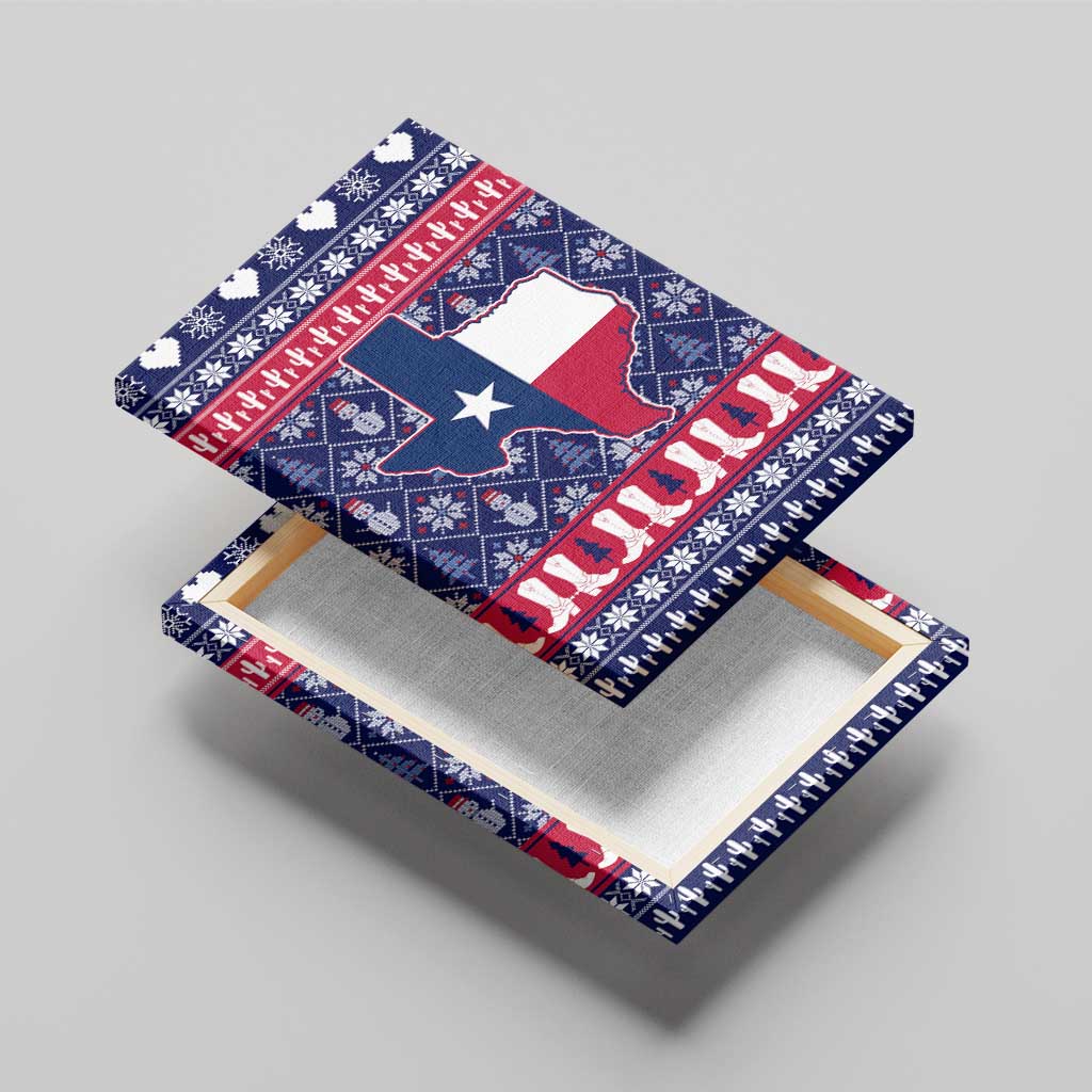 Christmas Texas Map Symbols Canvas Wall Art Xmas Holiday Patterns - Wonder Print Shop