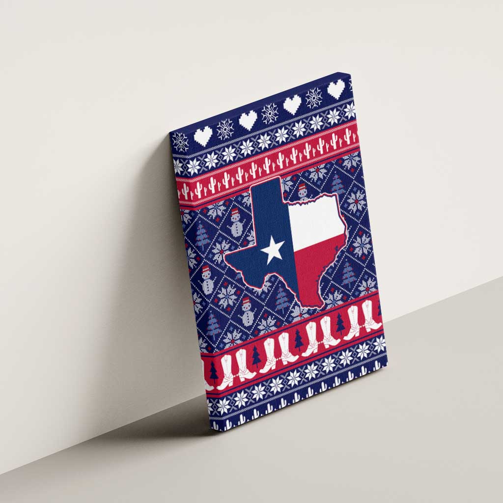 Christmas Texas Map Symbols Canvas Wall Art Xmas Holiday Patterns - Wonder Print Shop