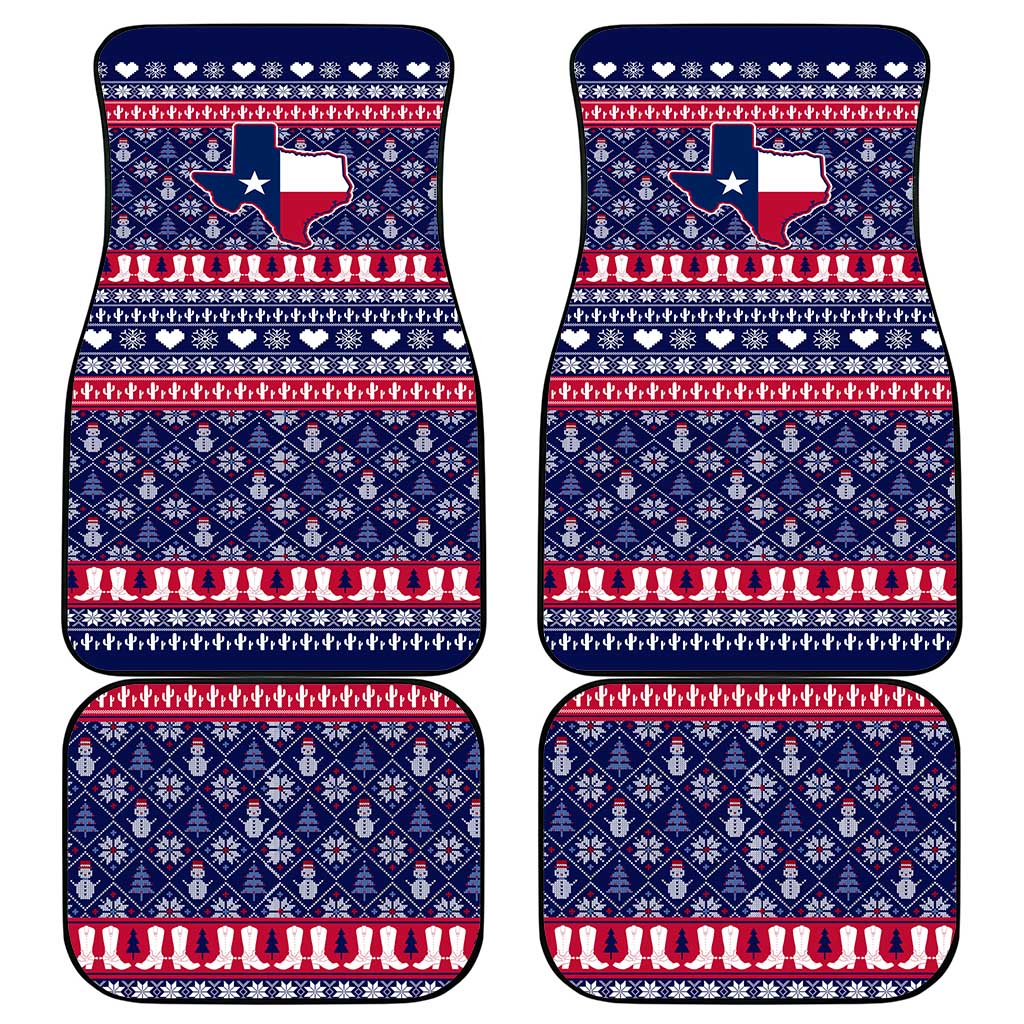 Christmas Texas Map Symbols Car Mats Xmas Holiday Patterns - Wonder Print Shop