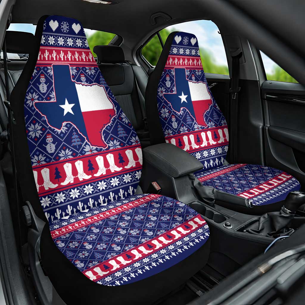 Christmas Texas Map Symbols Car Seat Cover Xmas Holiday Patterns - Wonder Print Shop