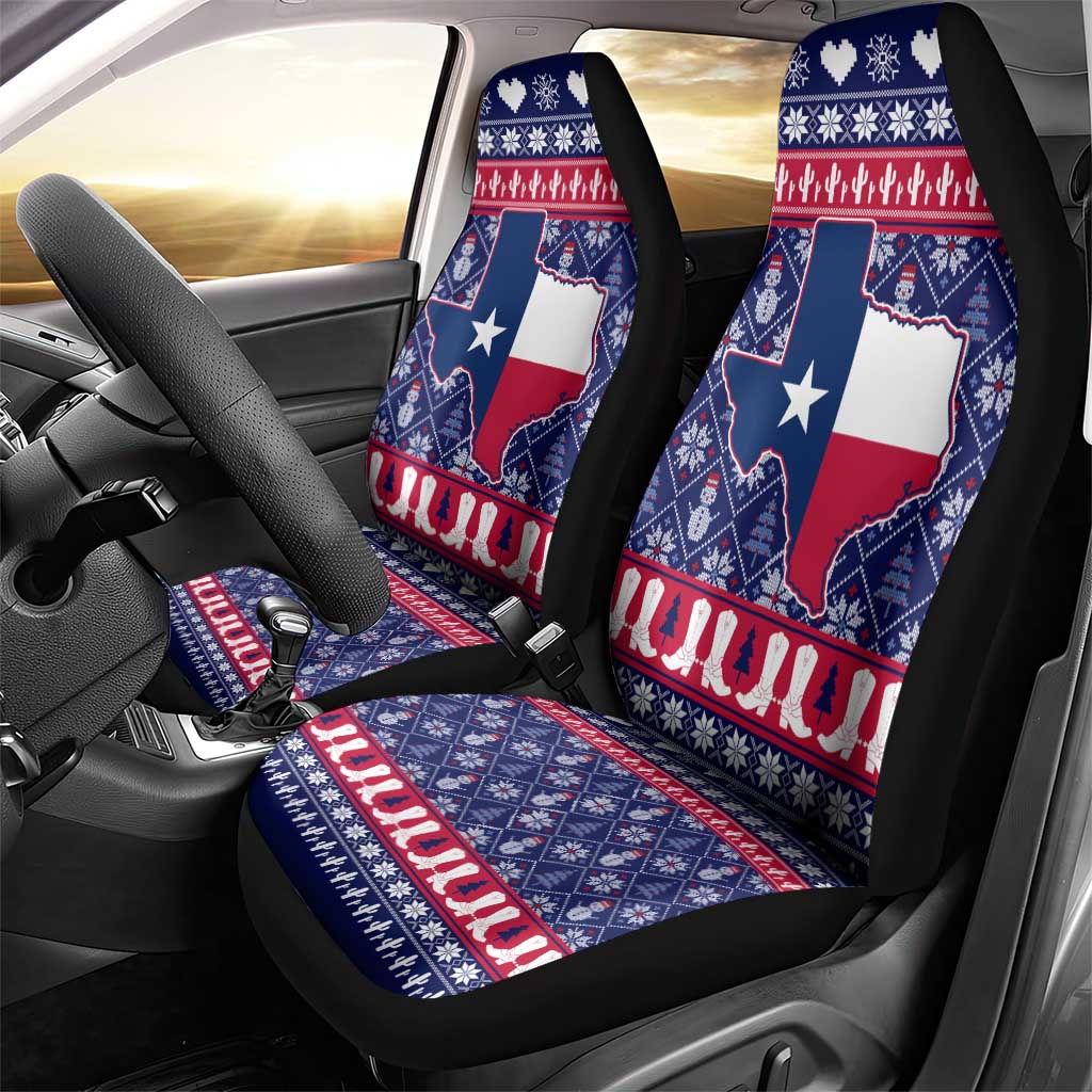 Christmas Texas Map Symbols Car Seat Cover Xmas Holiday Patterns - Wonder Print Shop
