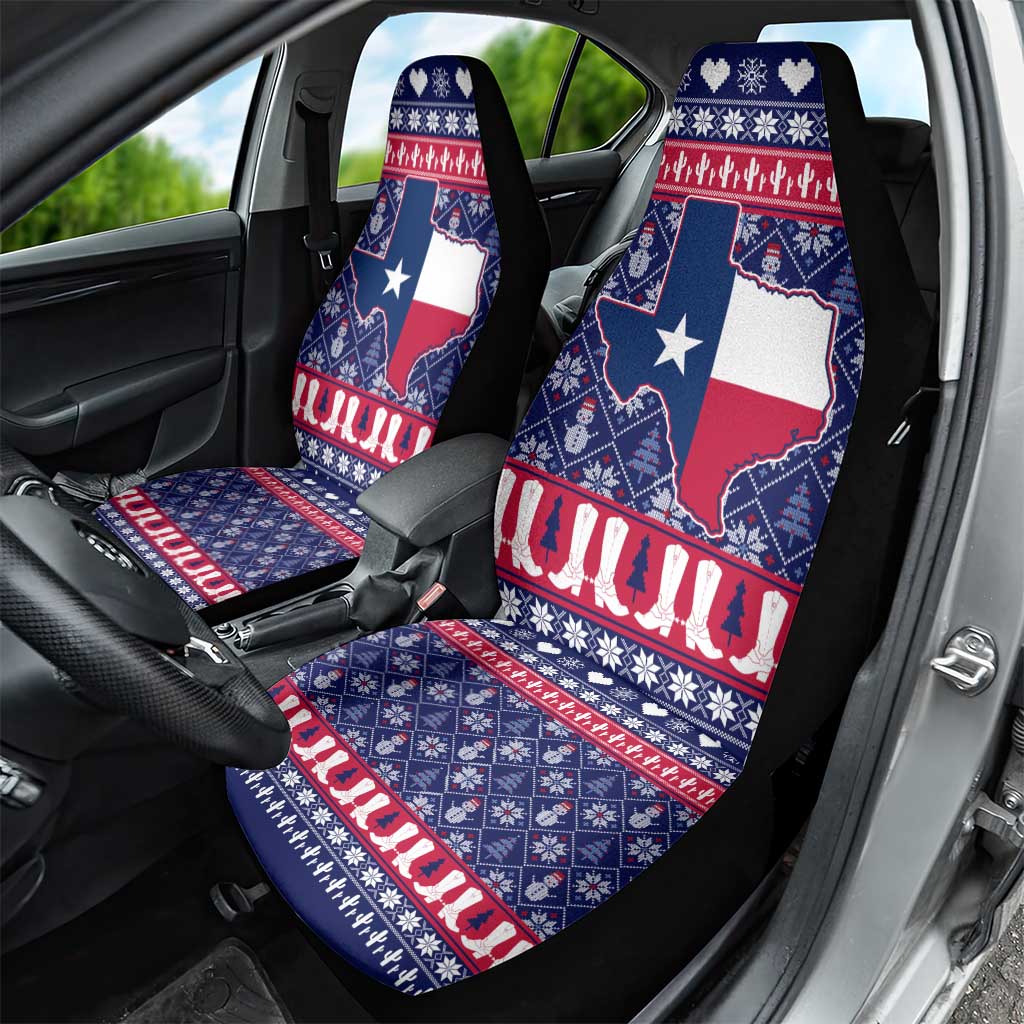 Christmas Texas Map Symbols Car Seat Cover Xmas Holiday Patterns - Wonder Print Shop