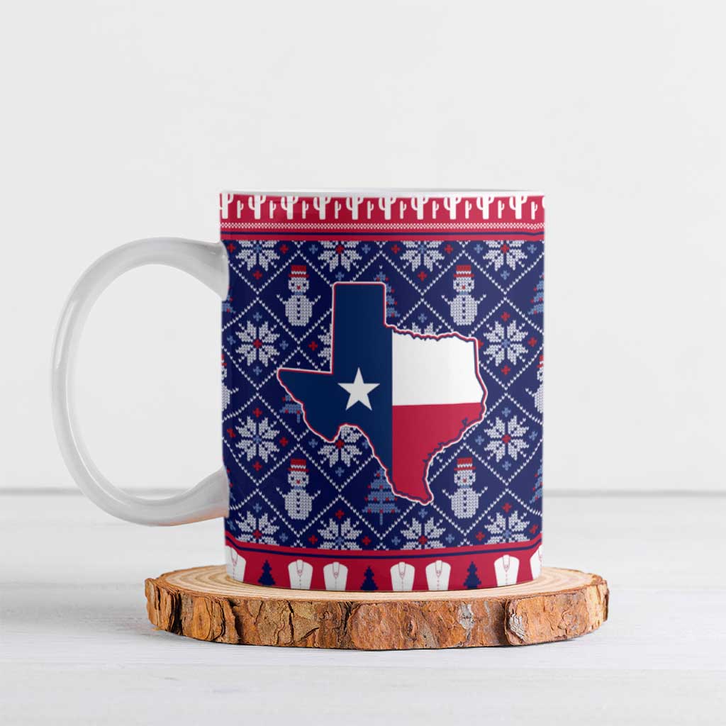 Christmas Texas Map Symbols Ceramic Mug Xmas Holiday Patterns - Wonder Print Shop