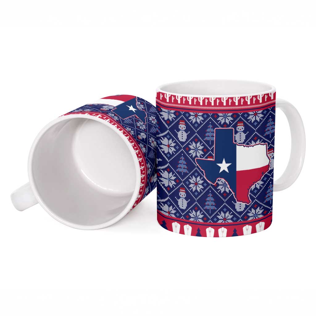 Christmas Texas Map Symbols Ceramic Mug Xmas Holiday Patterns - Wonder Print Shop