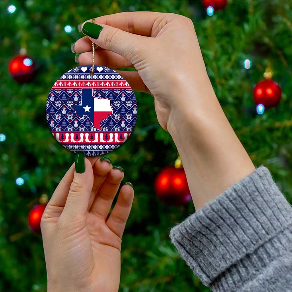 Christmas Texas Map Symbols Ceramic Ornament Xmas Holiday Patterns - Wonder Print Shop