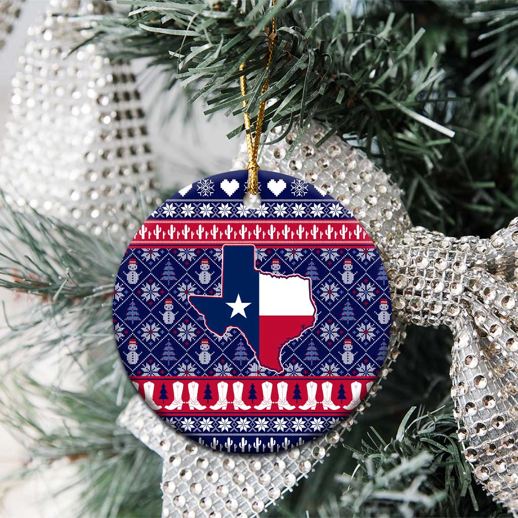 Christmas Texas Map Symbols Ceramic Ornament Xmas Holiday Patterns - Wonder Print Shop
