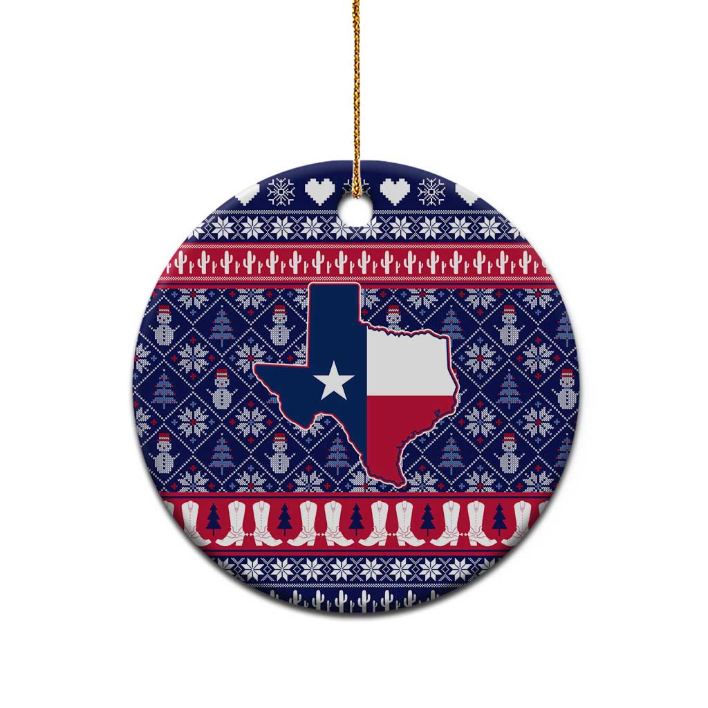 Christmas Texas Map Symbols Ceramic Ornament Xmas Holiday Patterns - Wonder Print Shop