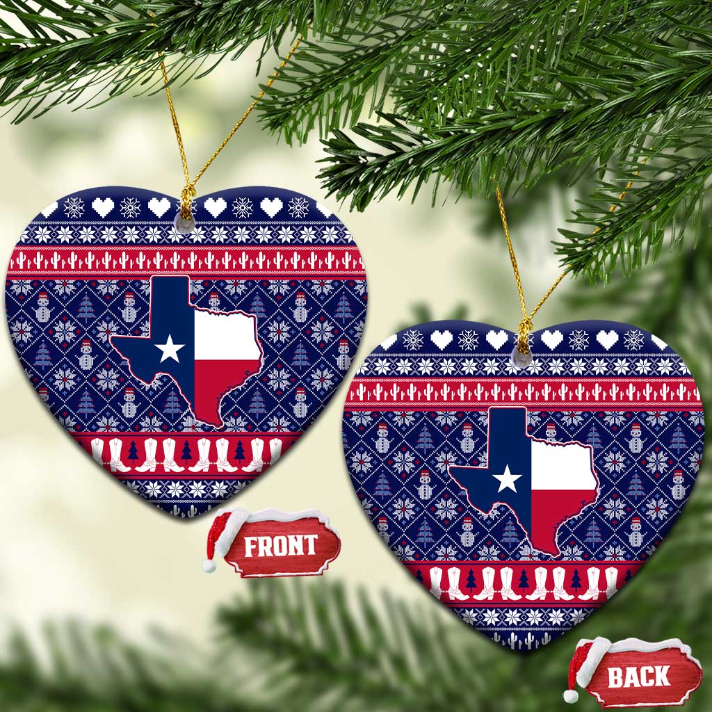 Christmas Texas Map Symbols Ceramic Ornament Xmas Holiday Patterns - Wonder Print Shop