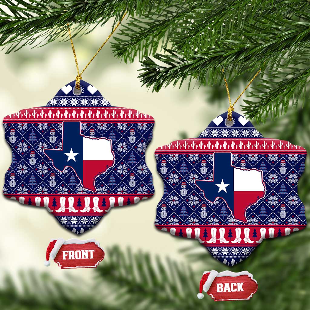 Christmas Texas Map Symbols Ceramic Ornament Xmas Holiday Patterns - Wonder Print Shop