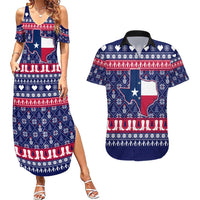 Christmas Texas Map Symbols Couples Matching Summer Maxi Dress and Hawaiian Shirt Xmas Holiday Patterns - Wonder Print Shop
