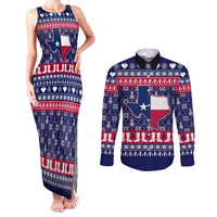 Christmas Texas Map Symbols Couples Matching Tank Maxi Dress and Long Sleeve Button Shirt Xmas Holiday Patterns - Wonder Print Shop