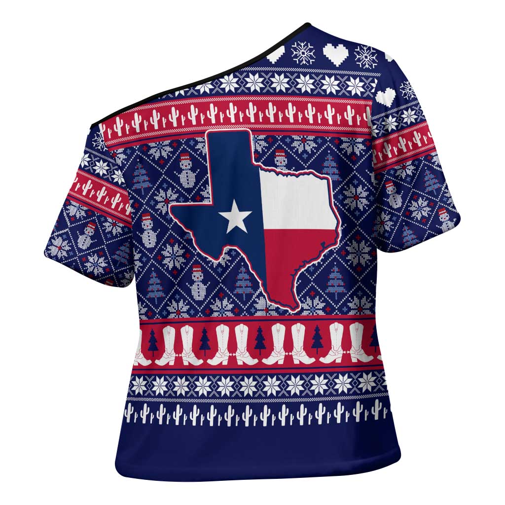 Christmas Texas Map Symbols Cross Shoulder Shirt Xmas Holiday Patterns - Wonder Print Shop