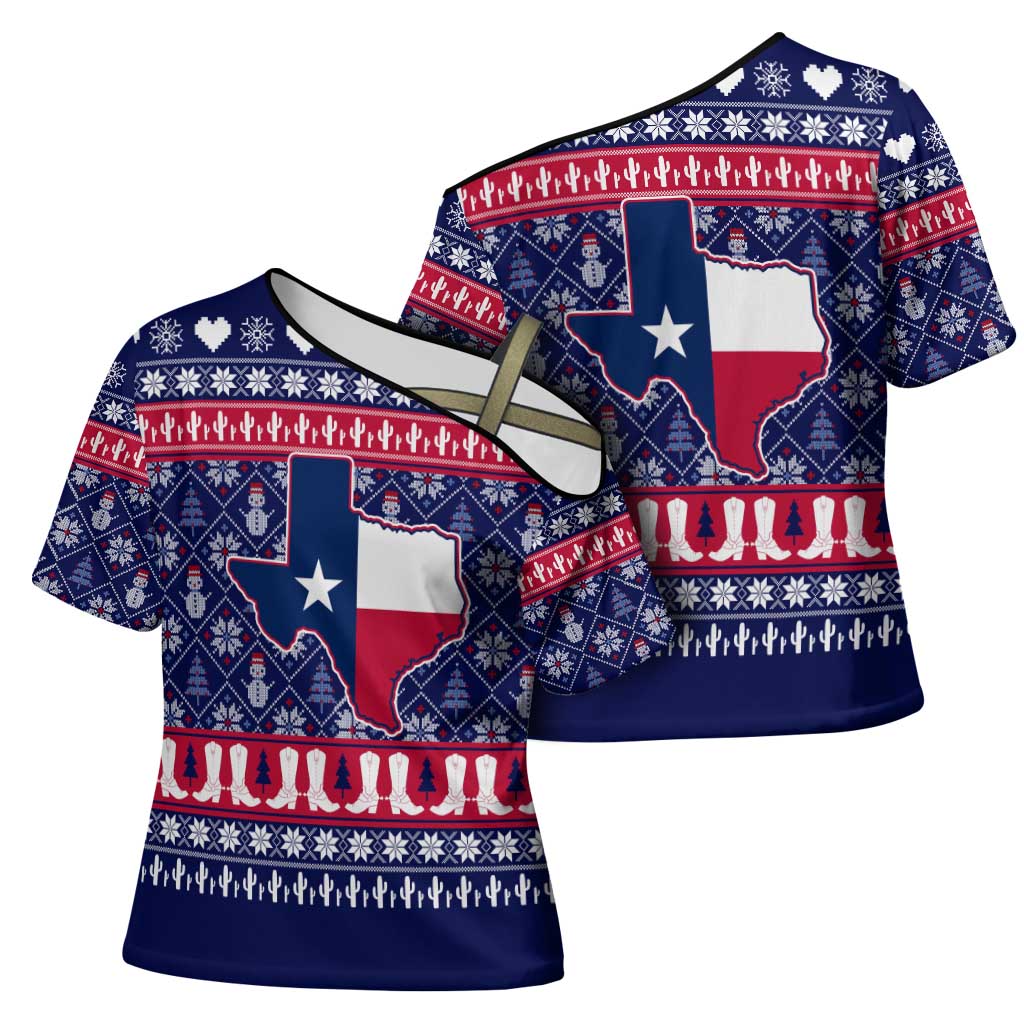 Christmas Texas Map Symbols Cross Shoulder Shirt Xmas Holiday Patterns - Wonder Print Shop