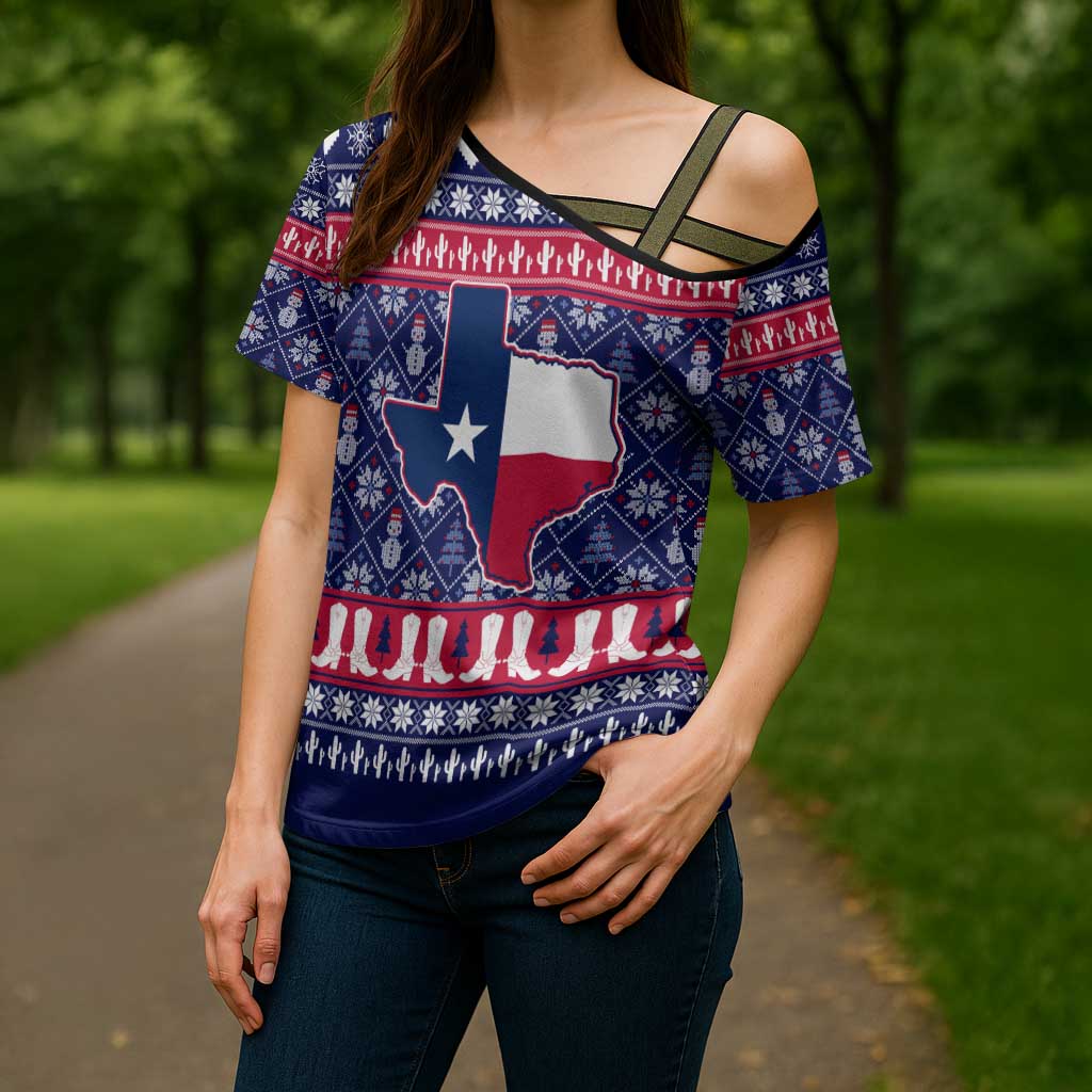 Christmas Texas Map Symbols Cross Shoulder Shirt Xmas Holiday Patterns - Wonder Print Shop