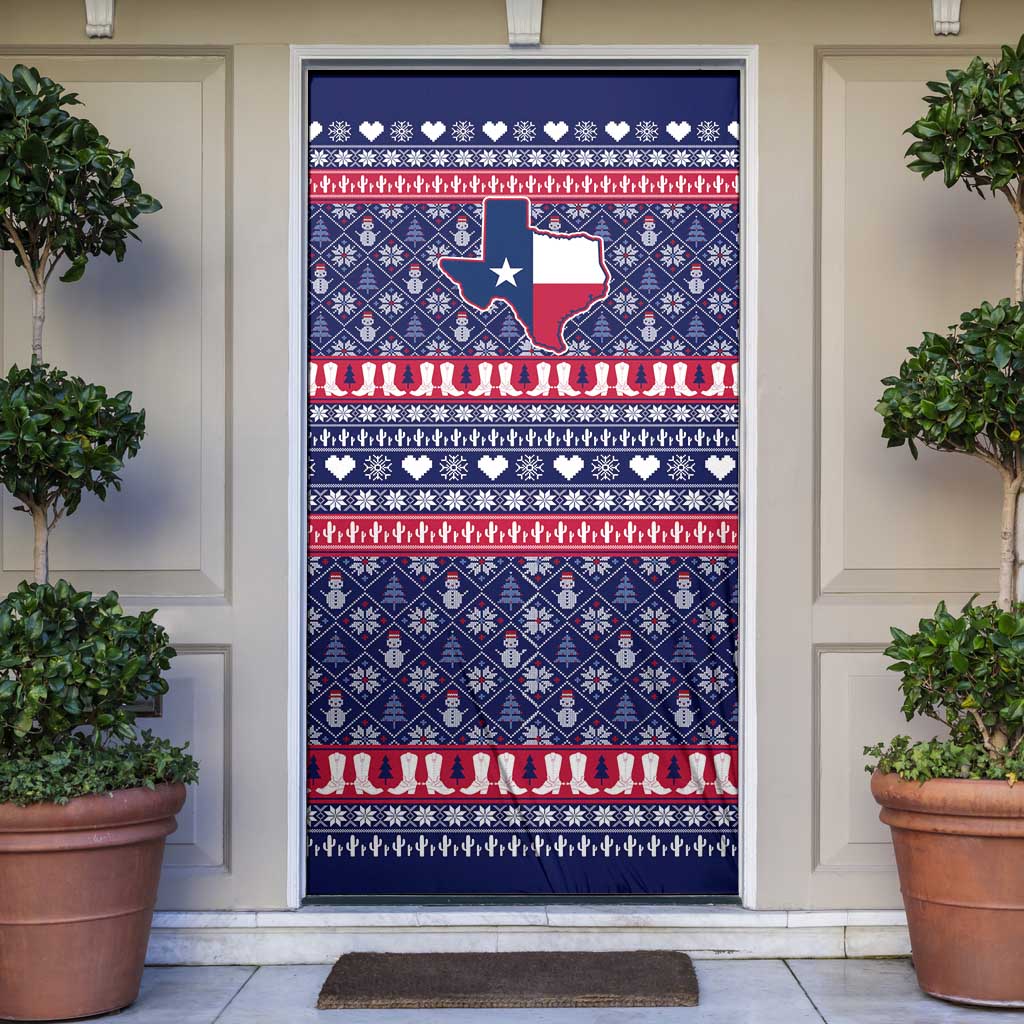 Christmas Texas Map Symbols Door Cover Xmas Holiday Patterns - Wonder Print Shop