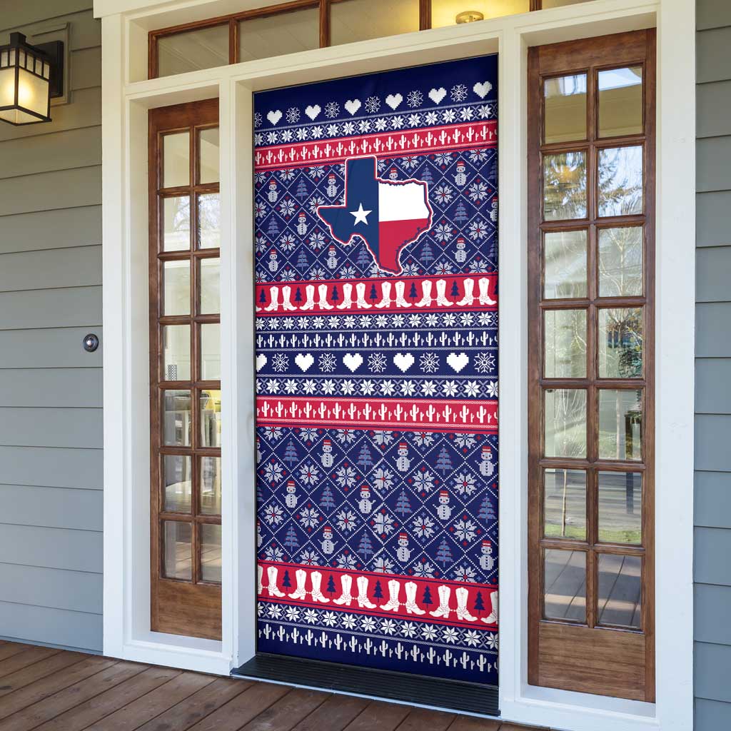Christmas Texas Map Symbols Door Cover Xmas Holiday Patterns - Wonder Print Shop