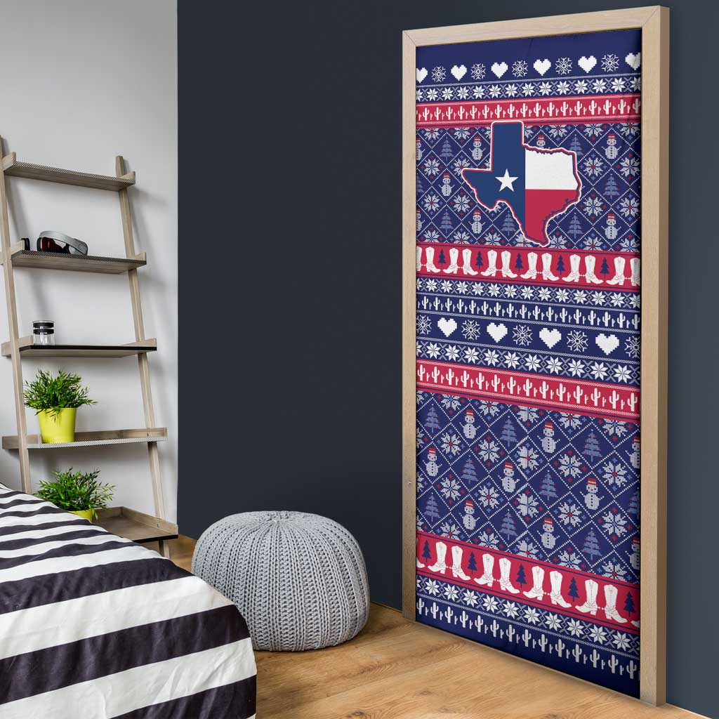 Christmas Texas Map Symbols Door Cover Xmas Holiday Patterns - Wonder Print Shop