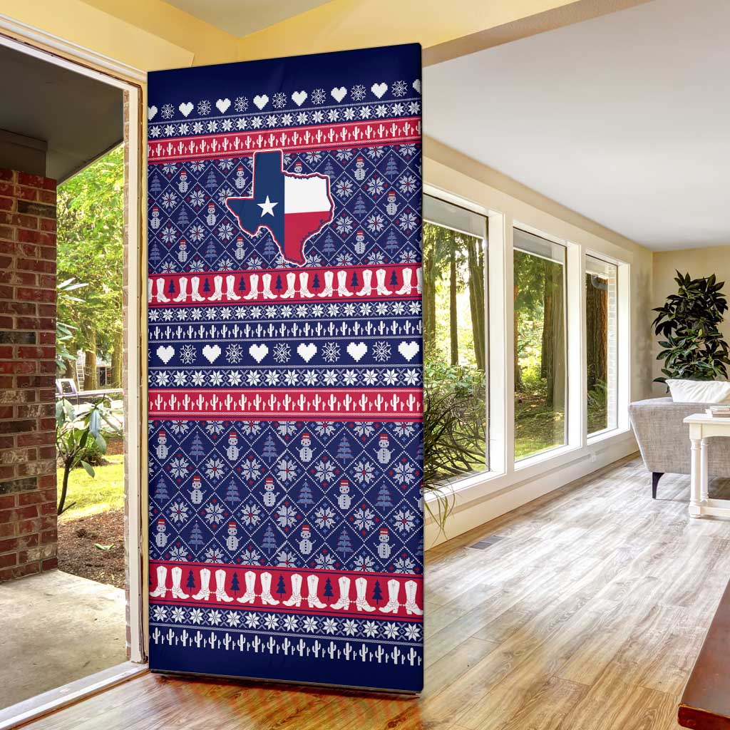 Christmas Texas Map Symbols Door Cover Xmas Holiday Patterns - Wonder Print Shop