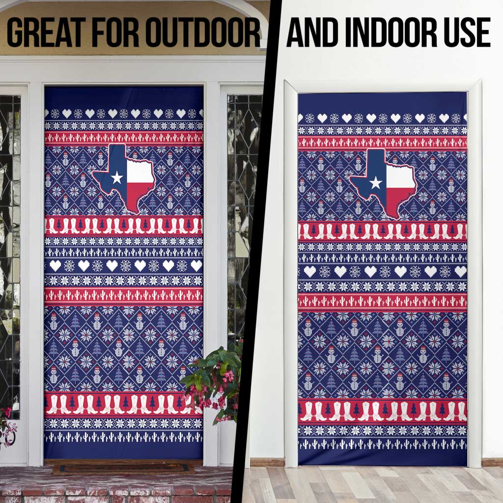 Christmas Texas Map Symbols Door Cover Xmas Holiday Patterns - Wonder Print Shop