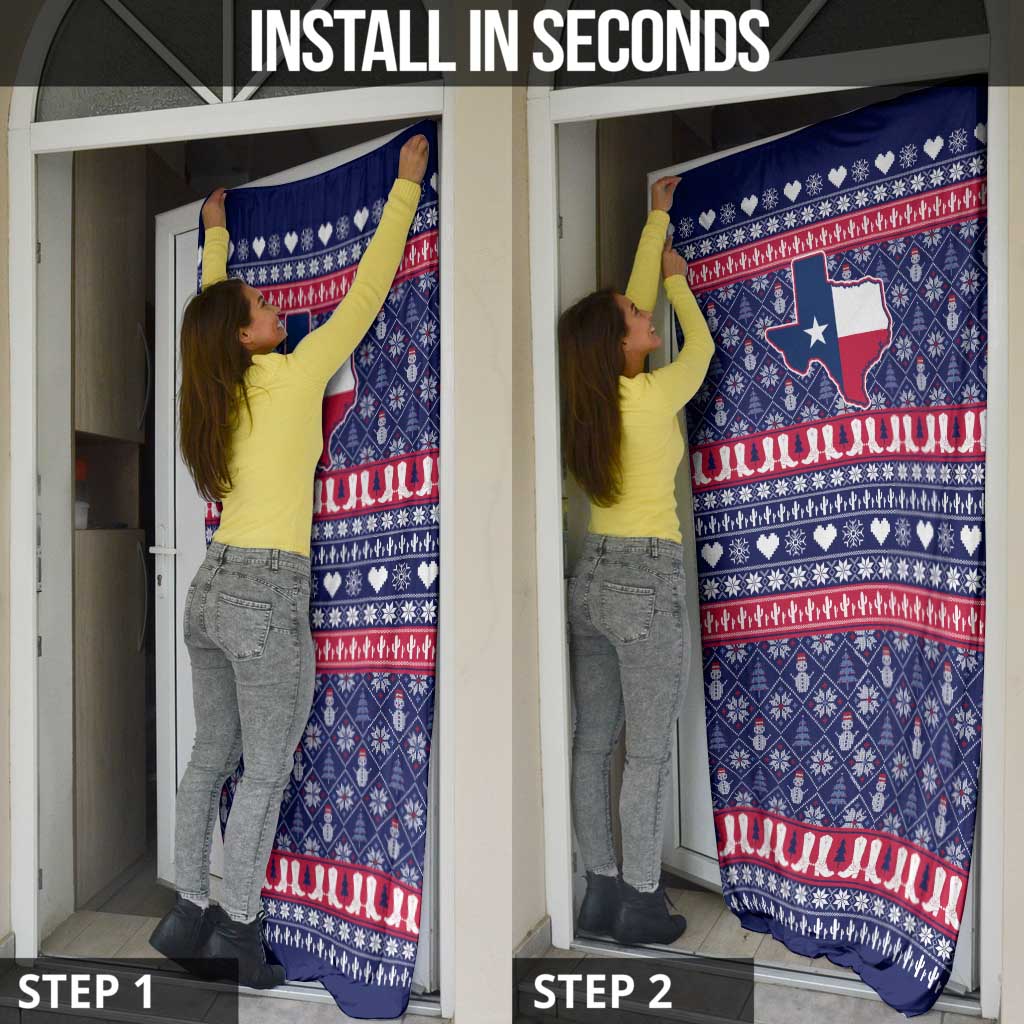 Christmas Texas Map Symbols Door Cover Xmas Holiday Patterns - Wonder Print Shop