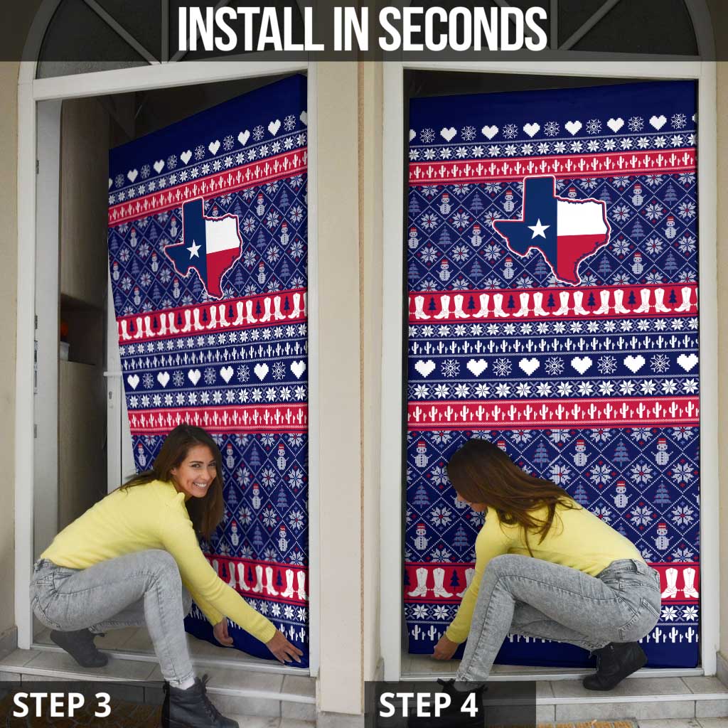 Christmas Texas Map Symbols Door Cover Xmas Holiday Patterns - Wonder Print Shop