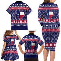 Christmas Texas Map Symbols Family Matching Long Sleeve Bodycon Dress and Hawaiian Shirt Xmas Holiday Patterns - Wonder Print Shop