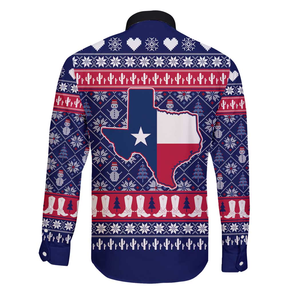 Christmas Texas Map Symbols Family Matching Long Sleeve Bodycon Dress and Hawaiian Shirt Xmas Holiday Patterns - Wonder Print Shop
