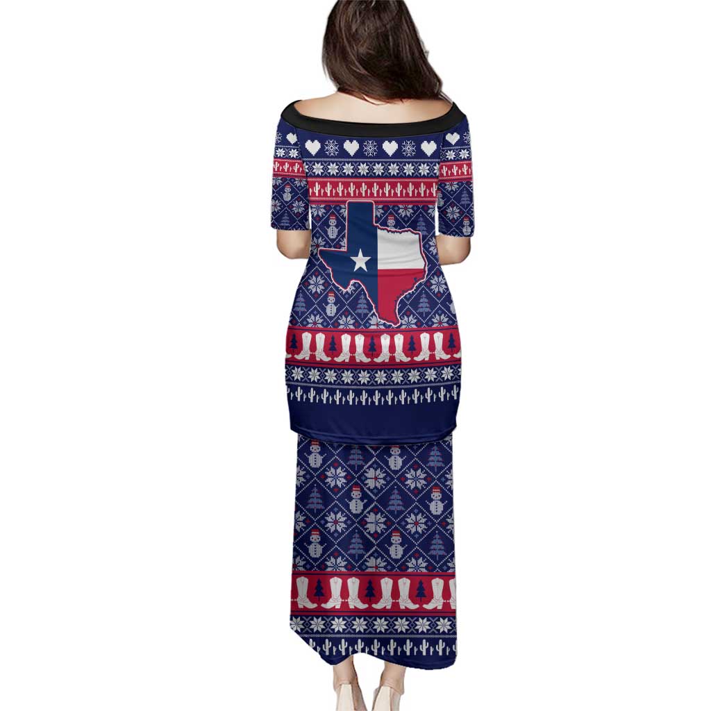 Christmas Texas Map Symbols Family Matching Puletasi and Hawaiian Shirt Xmas Holiday Patterns - Wonder Print Shop