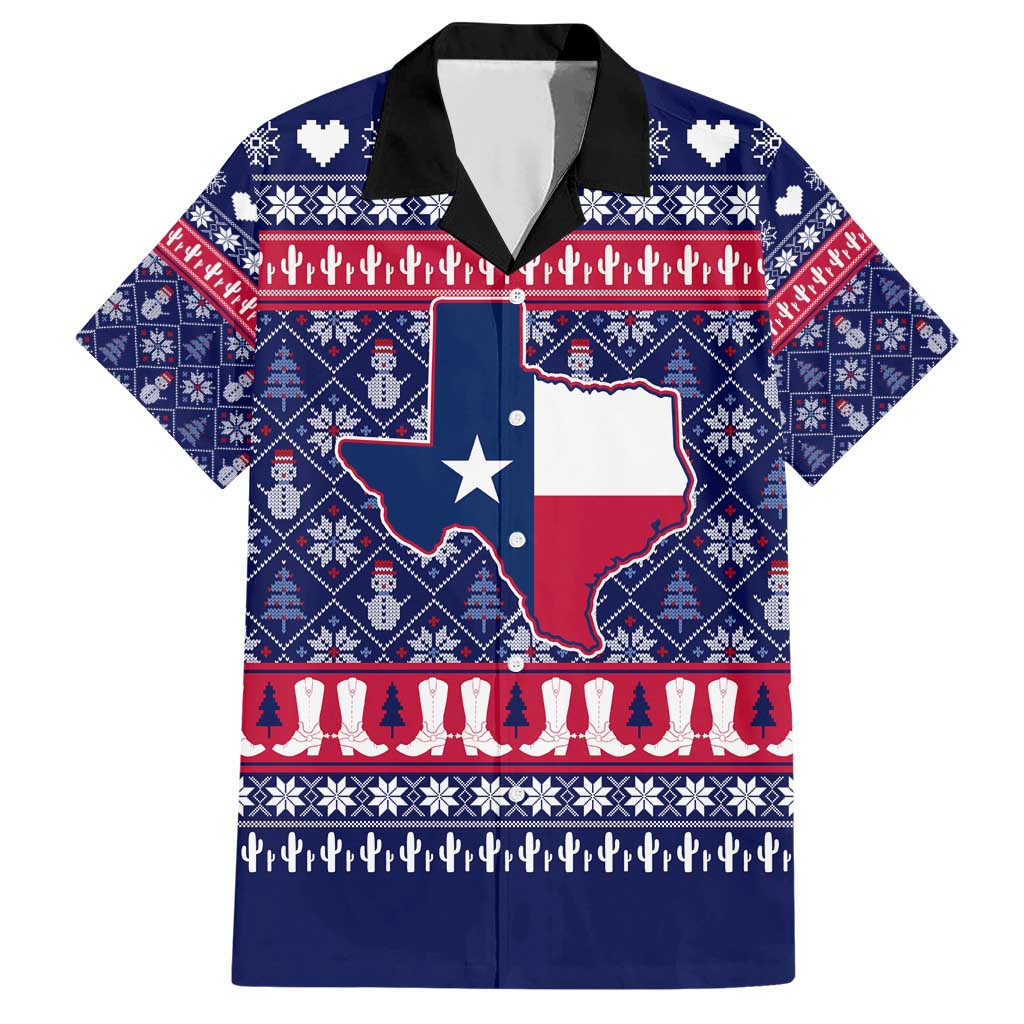 Christmas Texas Map Symbols Family Matching Short Sleeve Bodycon Dress and Hawaiian Shirt Xmas Holiday Patterns - Wonder Print Shop