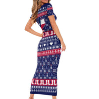 Christmas Texas Map Symbols Family Matching Short Sleeve Bodycon Dress and Hawaiian Shirt Xmas Holiday Patterns - Wonder Print Shop