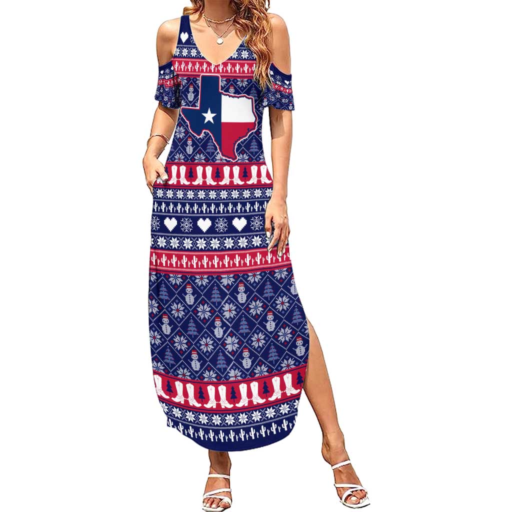Christmas Texas Map Symbols Family Matching Summer Maxi Dress and Hawaiian Shirt Xmas Holiday Patterns - Wonder Print Shop