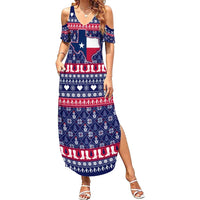 Christmas Texas Map Symbols Family Matching Summer Maxi Dress and Hawaiian Shirt Xmas Holiday Patterns - Wonder Print Shop